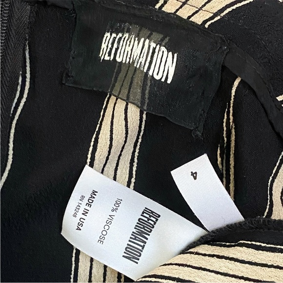 Reformation black cream stripe Testino Jagger high rise waisted Wide Leg pants - Picture 6 of 12